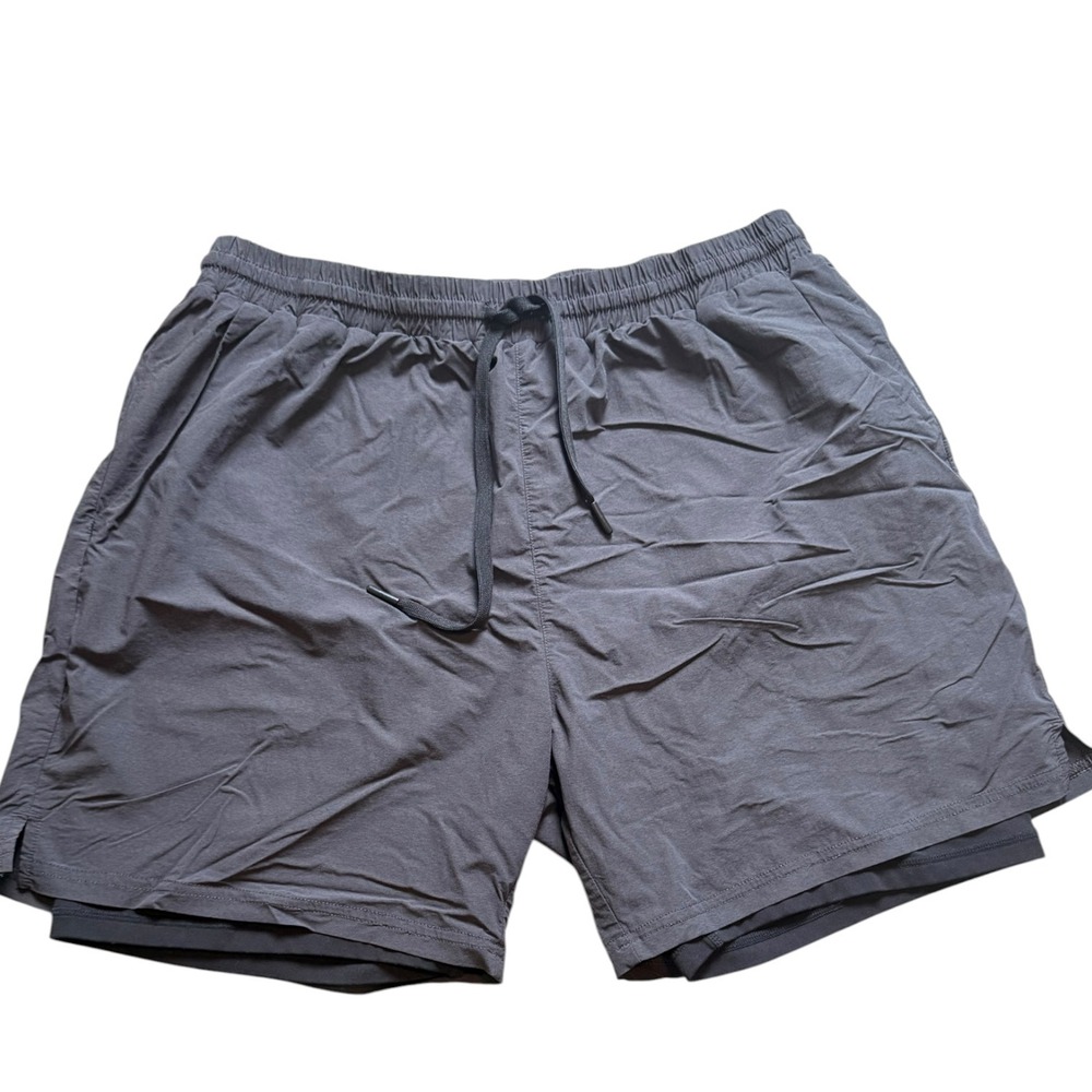 Mono B Mens 2-in-1 Athletic Training Shorts Gray XL‎ Running Acivewear